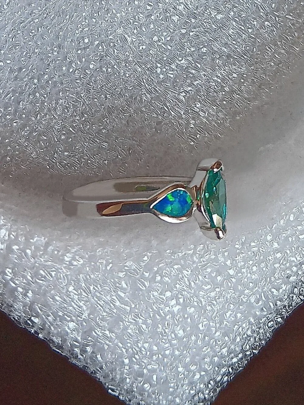 New - Marquise Cut London Blue Topaz With Blue Fire Opal Silver Ring - Size 7